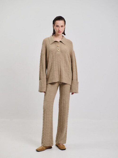 Pants beige W5MITR0053 COMBOS KNITWEAR