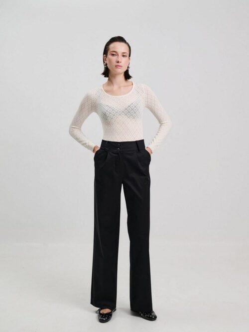 Trouser pleated black W5PLTR0020 COMBOS KNITWEAR