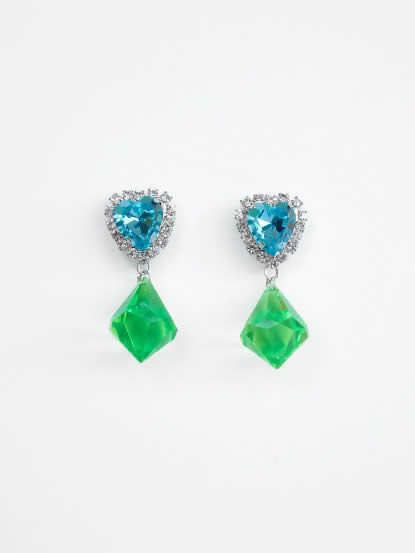 Aqua velva earrings silver plated KALEIDO