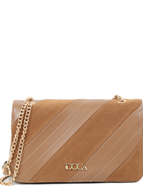 Τσάντα χιαστί κάμελ DOCA 23037