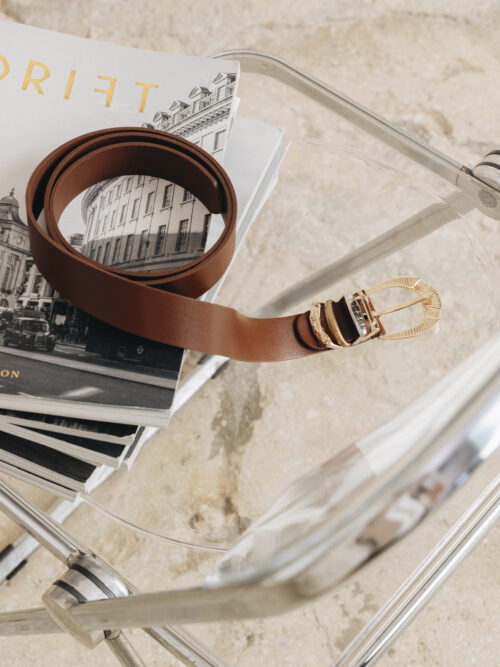 Deep river brown gold belt INDIVIDUAL ART LEATHER