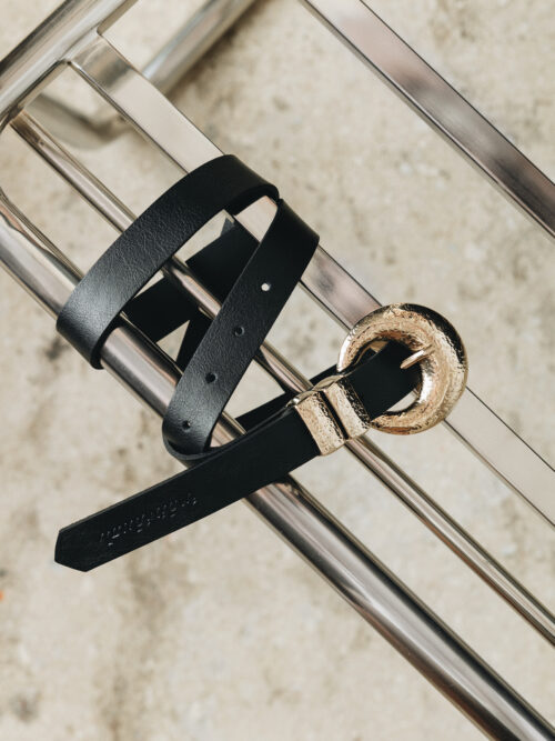 Double vision black gold belt INDIVIDUAL ART LEATHER