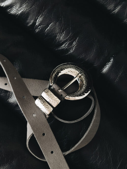Double vision grey nickel belt INDIVIDUAL ART LEATHER