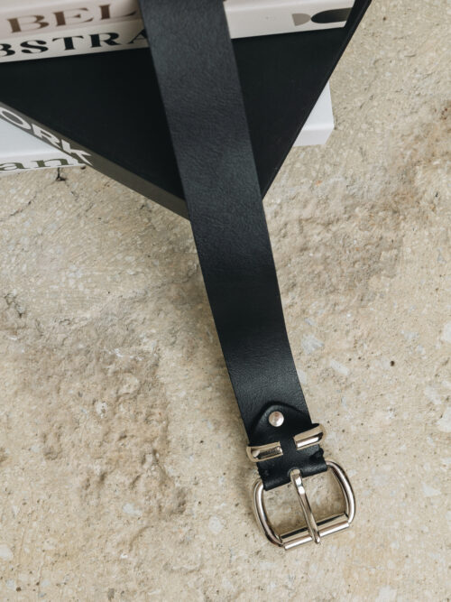 Hollow black nickel belt INDIVIDUAL ART LEATHER