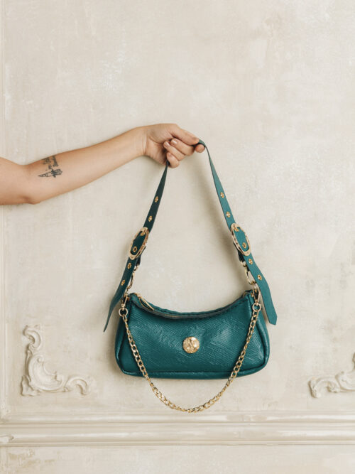 Kashmir forest green gold bag INDIVIDUAL ART LEATHER