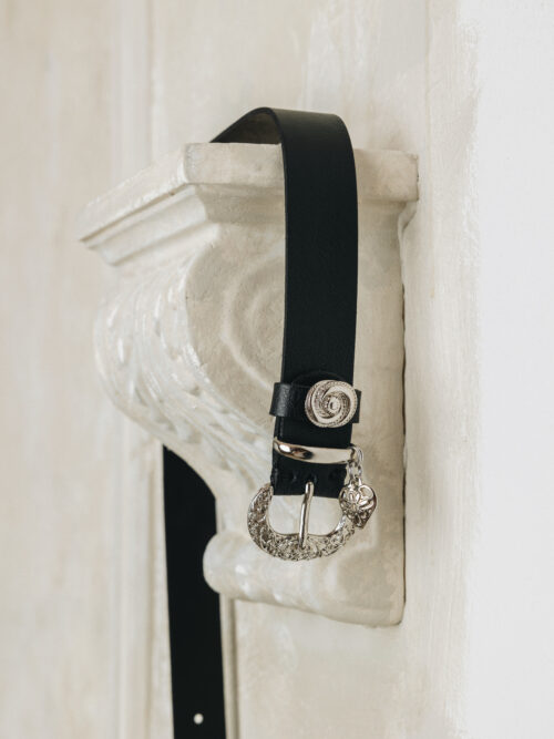 Love changes black nickel belt INDIVIDUAL ART LEATHER