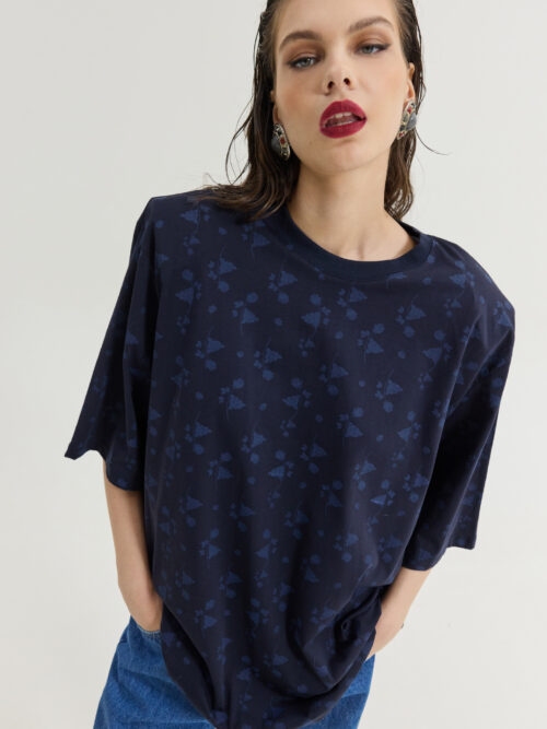 Sahara flower dark blue t-shirt HEMITHEA