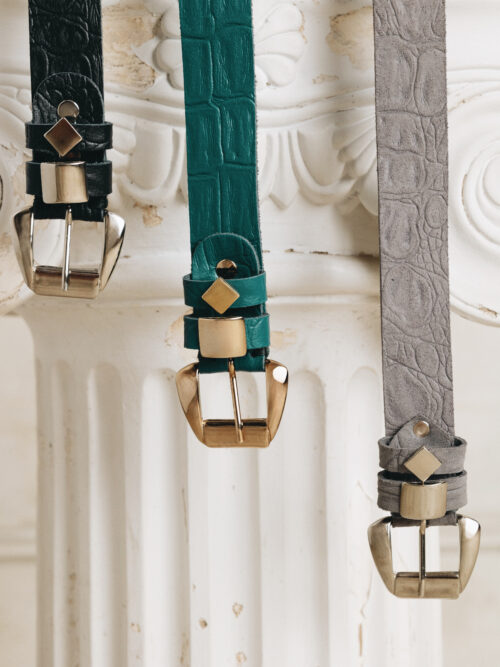 Soul serenade grey gold belt INDIVIDUAL ART LEATHER