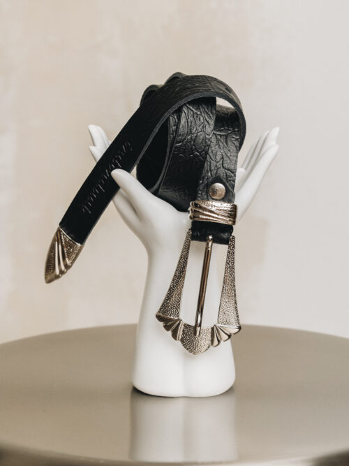 Sweet one black nickel belt INDIVIDUAL ART LEATHER