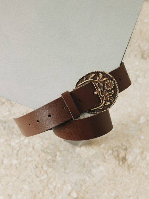 Wildflower brown bronze belt INDIVIDUAL ART LEATHER