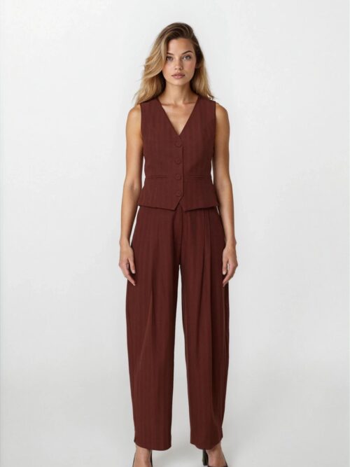 Herringbone pants bordeaux FW25.W13.22 CKONTOVA