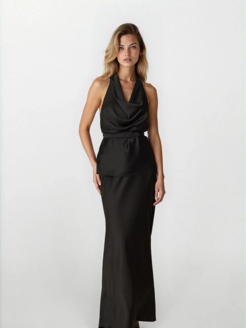 Satin long skirt black FW25.W73.00 CKONTOVA