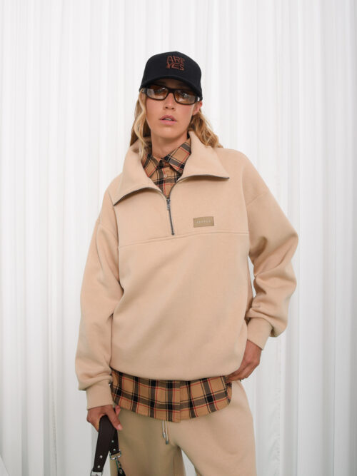 Selfhood beige zip sweater ARPYES
