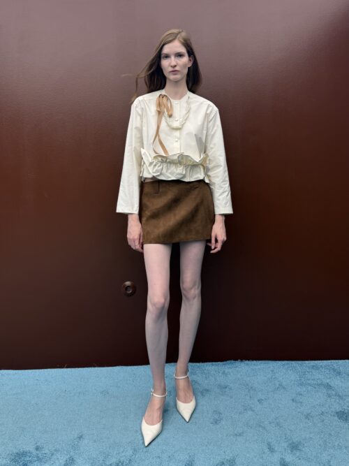 Skirt mini suede brown SF25-301 MILKWHITE