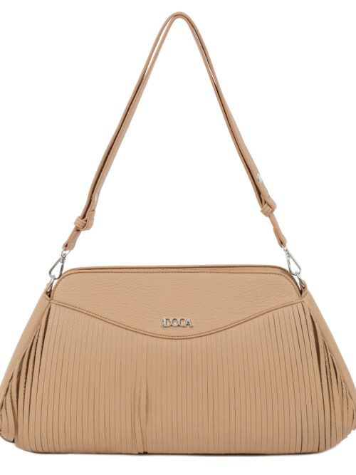 Τσάντα ώμου κάμελ DOCA 23124