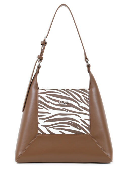 Τσάντα ώμου καφέ DOCA 23256