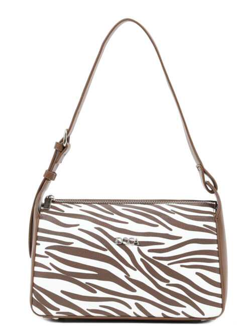 Τσάντα ώμου καφέ DOCA 23258