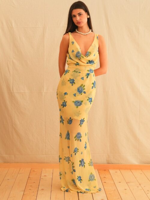 Daphne vintage draped maxi dress GEORGINA TRIKOGIA