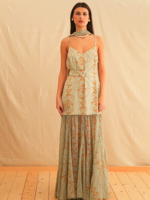 Golden mint maxi dress GEORGINA TRIKOGIA