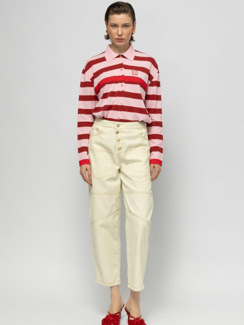 Margarita pink stripe knit cardigan MALLORY