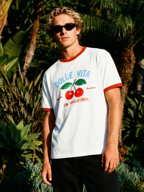 Cherry white t-shirt ON VACATION