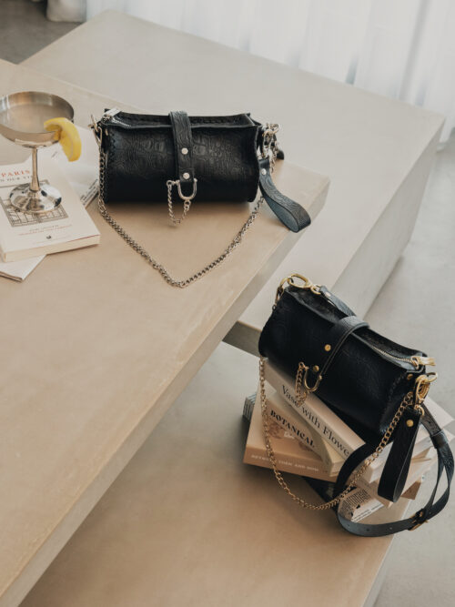 High on emotion black gold bag INDIVIDUAL ART LEATHER