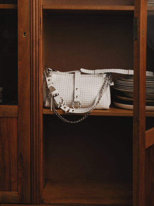 Mexican moon white nickel bag INDIVIDUAL ART LEATHER